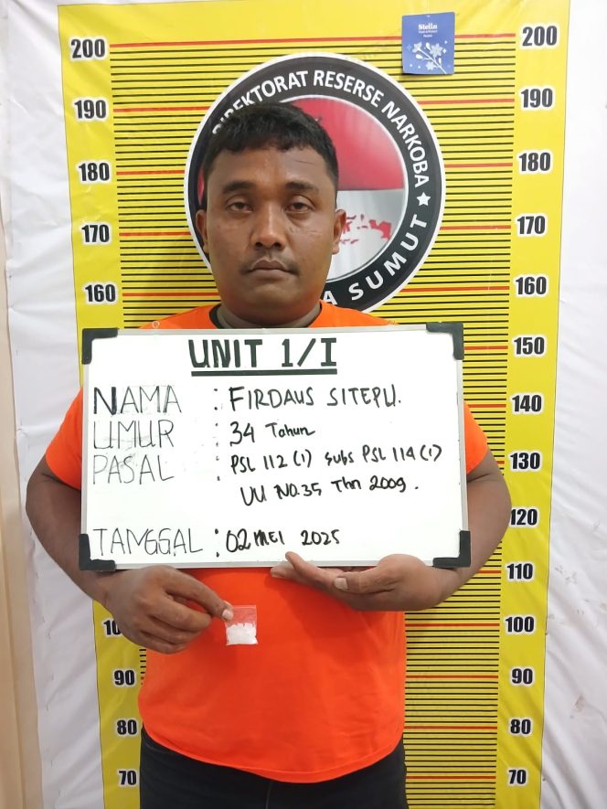 
					Terduga Bandar Narkoba Firdaus Sitepu bersama Barang Bukti Sabu 4,25 Gram
