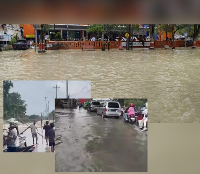 
					Puluhan desa di Kabupaten Grobogan, Jawa Tengah terendam banjir. (Kolase:sc infogrob)
