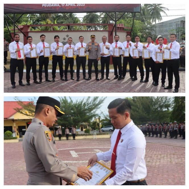 
					Kapolres Aceh Timur Berikan Reward Kepada Kasat Reskrim dan Anggota