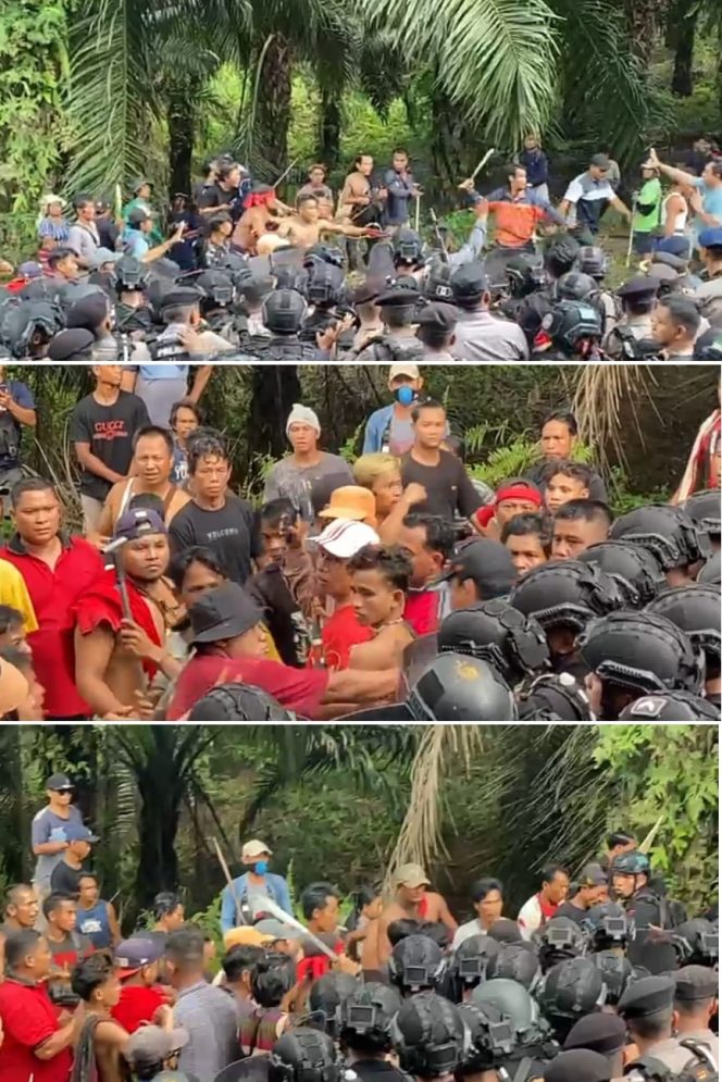 
					Kolase screnshoot video aksi menuntut plasma di kawasan kebun sawit PT Bangun Jaya Alam Permai (BJAP), Kabupaten Seruyan, Kalimantan Tengah pada Kamis (6/7/2023).