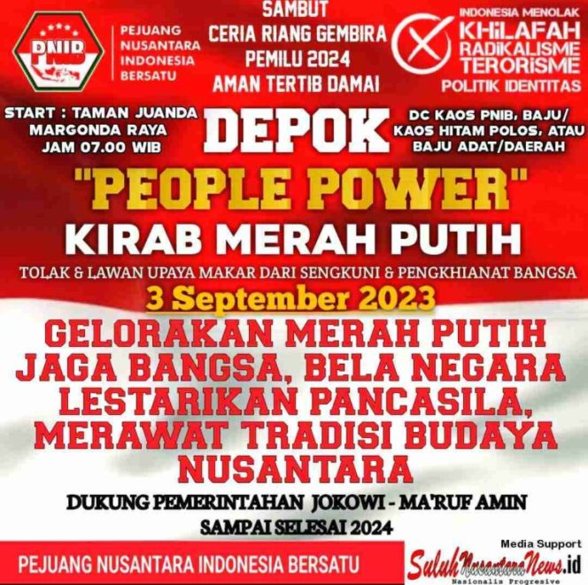 
					Jadwal Kirab Merah Putih oleh Pejuang Nusantara Indonesia Bersatu (PNIB)
