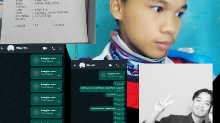 Screenshot cahat wa customer dengan oknum sales yang diduga penipu
