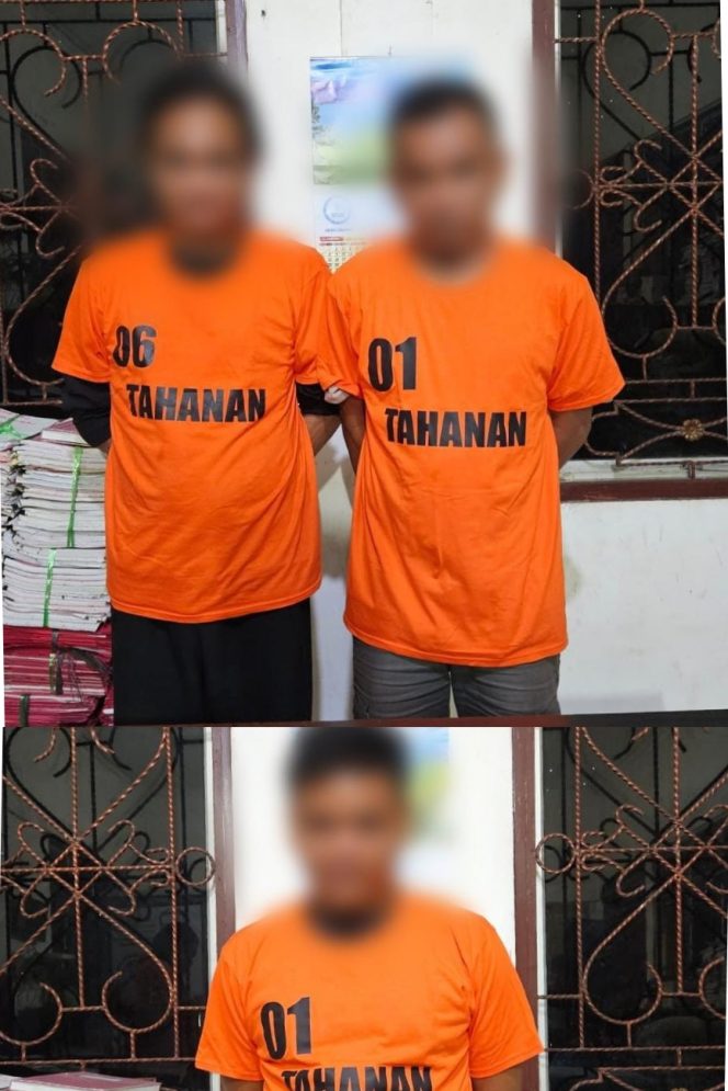 
					Tiga tersangka yang diamankan aparat Polres Simalungun