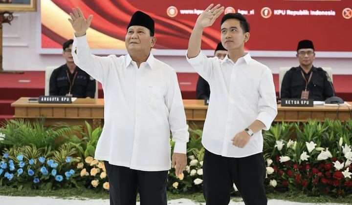 Prabowo Subianto dan Gibran Rakabuming Raka ditetapkan secara resmi oleh KPU sebagai presiden dan wakil presiden terpilih pada pilpres 2024. (Dok : FB Prabowo Subianto)