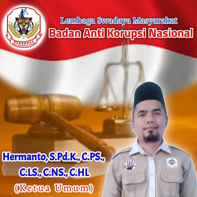 
					Ketua Umum Badan Anti Korupsi Nasional Hermanto,S.P.d.K., C.PS., C.LS., C.NS., C.HL menyebut sekolah dilarang pungut uang perpisahan dan wisuda
