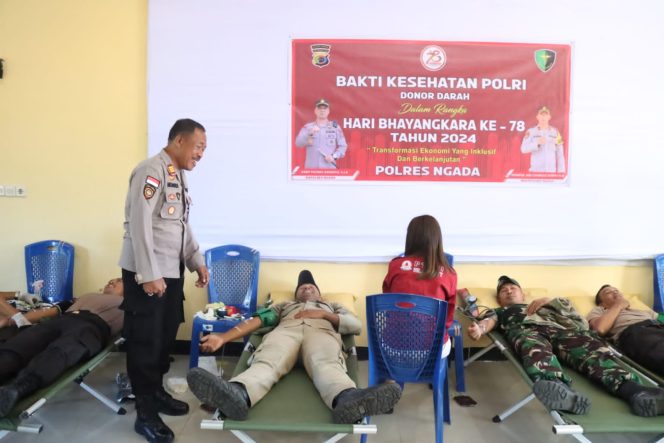 
					Polres Ngada menggelar Bakti Kesehatan Donor Darah dalam rangka Hari Bhayangkara ke-78
