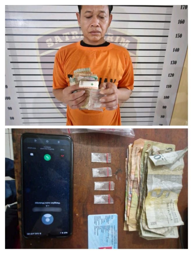 
					Pelaku M (54) dan Barang Bukti yang diamankan polisi