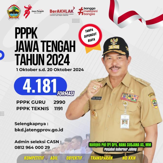 
					Pengumuman Penerimaan PPPK 2024 di Jajaran Pemprov Jawa Tengah (Poto:BKD Jateng)
