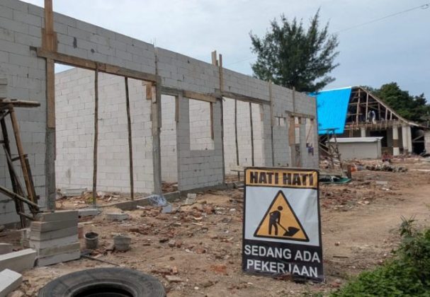Pembangunan dapur di lahan bekas rumah dinas Kodim 0720 Rembang seluas 25 x 25 meter persegi ini ditargetkan selesai pada akhir Februari (Kominfo Rbg)
