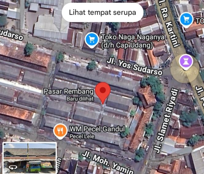 
					Foto: Potongan Layar Lokasi Pasar Kota Rembang/gmp
