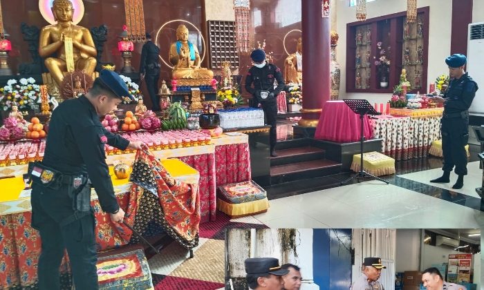 Imlek, Polsek Tamalate jaga stabilitas keamanan dan memperkuat nilai toleransi antar umat beragama. (Kolase:As)
