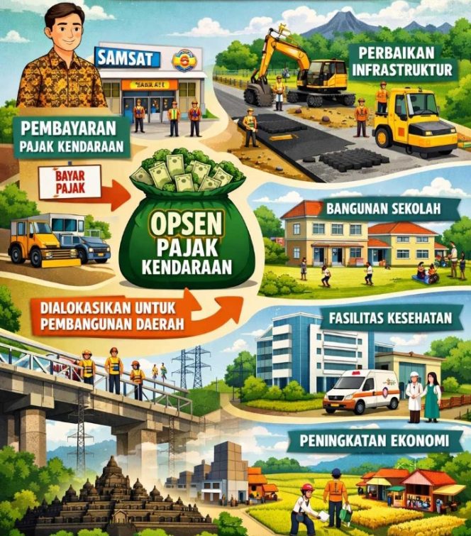 
					Pemberlakuan kebijakan Opsen Pajak Kendaraan Bermotor (PKB) sebagai instrumen penting dalam mendongkrak Pendapatan Asli Daerah (PAD). (Ilustrasi:Chatgpt)
