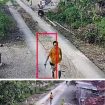Dalam video yang beredar di media sosial, aksi brutal pelaku yang diduga ODGJ menyerang warga dengan menggunakan sebilah parang. (Kolase:Tangkap Layar Video CCTV)

