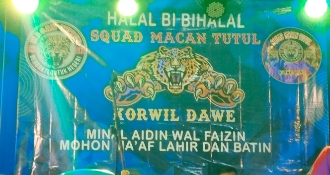 
					Halal bihalal yang keluarga besar Ormas Squad Macan Tutul Kudus korwil Dawe Kabupaten Kudus (5/4/2026). (Foto:Wkn)
