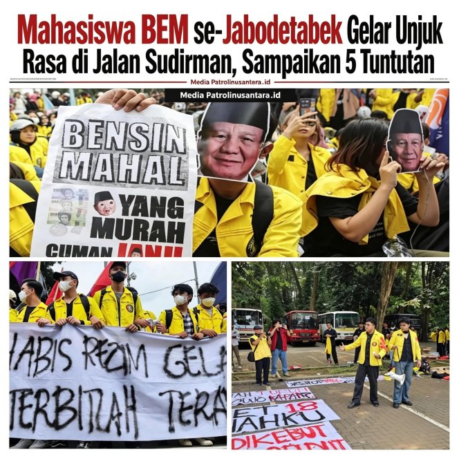 
					Mahasiswa BEM se-Jabodetabek Gelar Unjuk Rasa di Jalan Sudirman, Sampaikan 5 Tuntutan