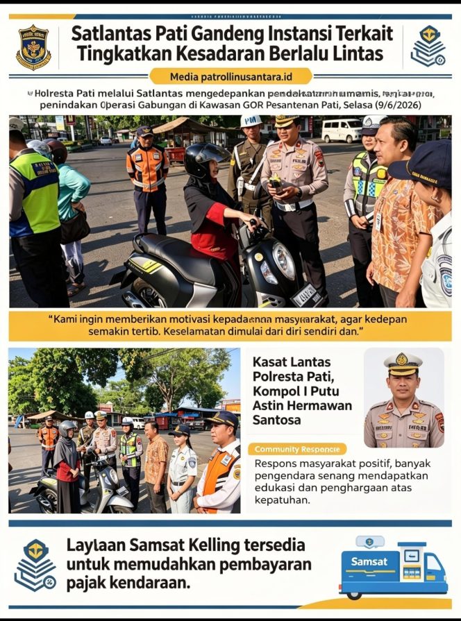 
					Satlantas Pati Gandeng Instansi Terkait Tingkatkan Kesadaran Berlalu Lintas