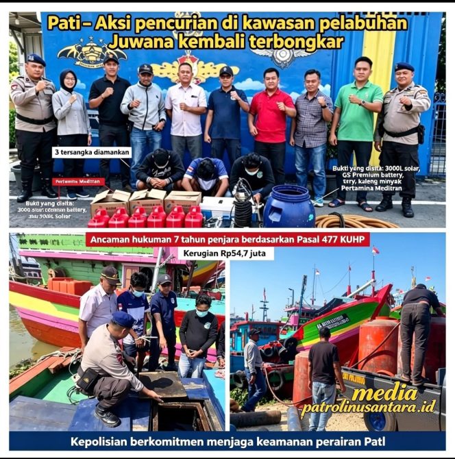 
					Pencurian Ribuan Liter Solar dan Peralatan Kapal di Pelabuhan Juwana Terbongkar, Tiga Pelaku Ditangkap