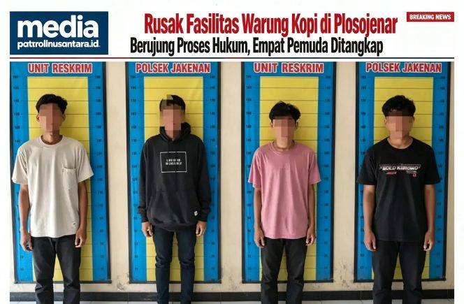 
					Aksi Rusak Fasilitas Warung Kopi di Plosojenar Berujung Proses Hukum, Empat Pemuda Ditangkap