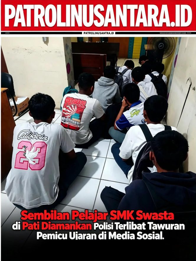 
					Sembilan Pelajar SMK Swasta di Pati Diamankan Polisi Terlibat Tawuran Pemicu Ujaran di Media Sosial
